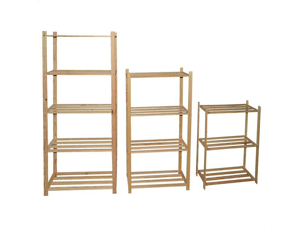 Wooden shelf with 3 shelves, 90x35x4 cm, 53456VBRL