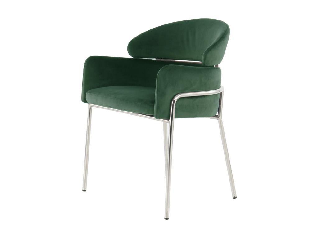 Bohometop Green/Silver Velvet Designer Chair 30540DZYS
