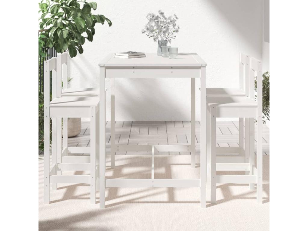 5-piece garden bar set, white, solid pine wood 07129MFFC