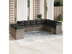 Garden furniture set with cushions, 10 pieces, grey woven resin, 24861MRGP