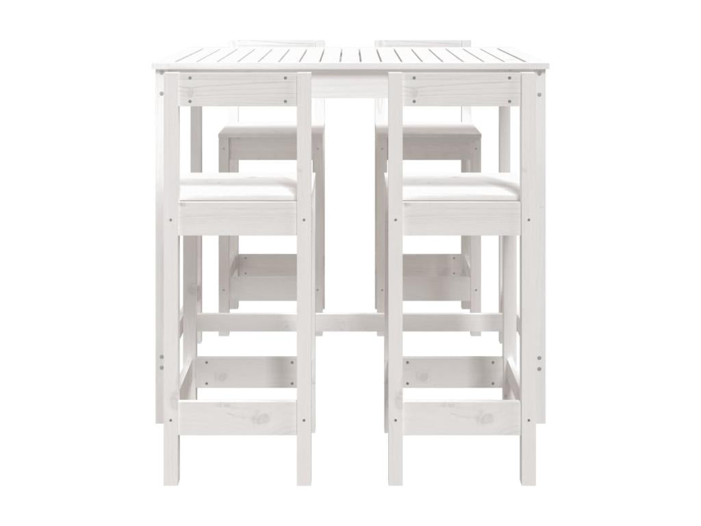5-piece garden bar set, white, solid pine wood 07129MFFC