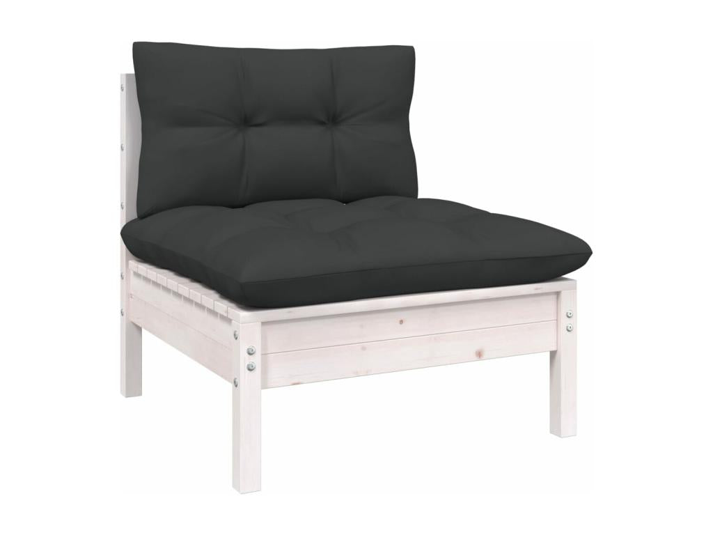 7-piece garden furniture set with cushions, white pine wood, 4 40215SSVV