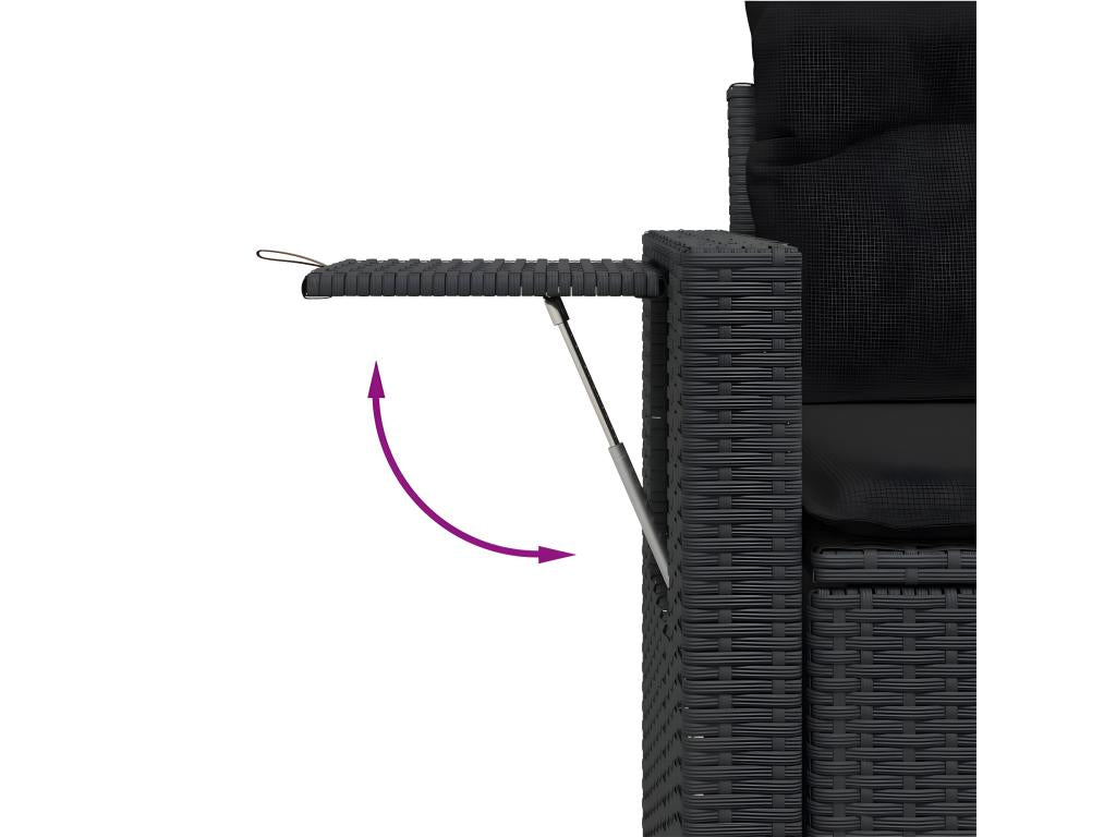 6-piece garden furniture set with cushions, black wicker resin 48218HNKJ