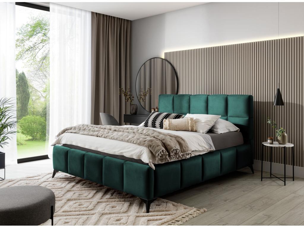 Bohometop Luxury Upholstered Velvet Storage Bed - Spinach Green - 160x200 39599GKZS
