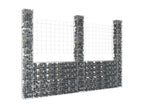 U-shaped gabion basket with 3 iron posts, 260x20x200 mm, 72092LGNF