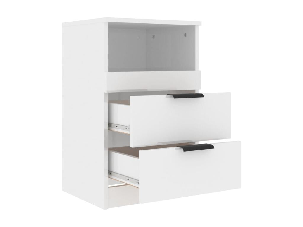 High Gloss White Engineered Wood Bedside Table 49111KFNF