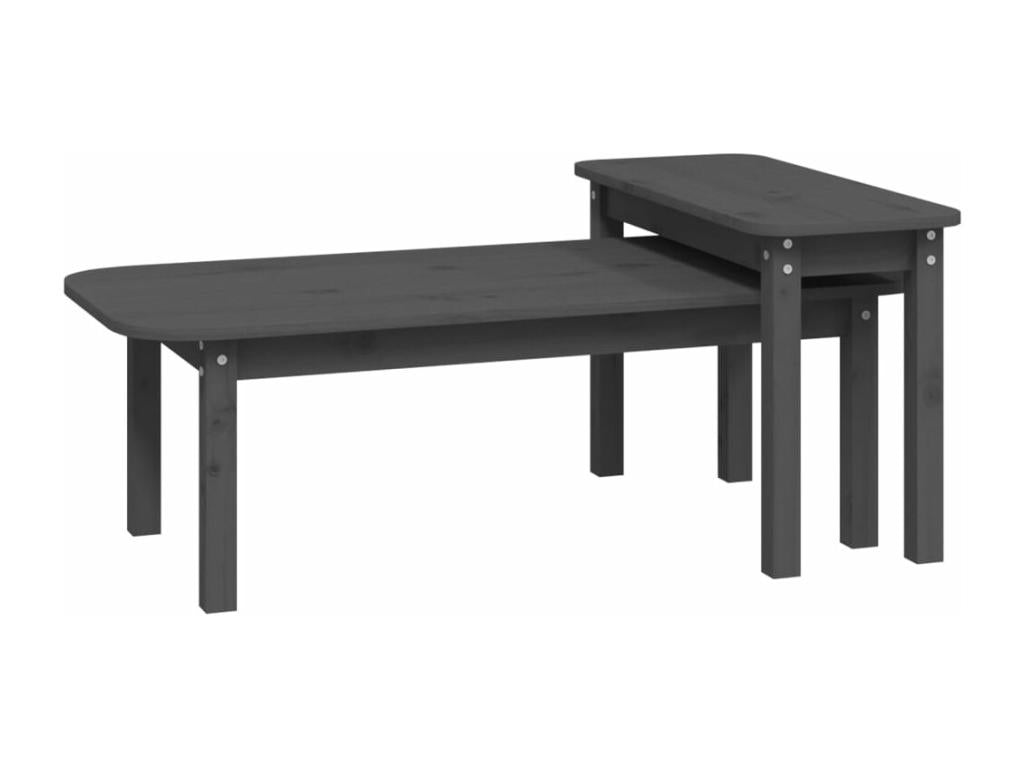 Set of 2 coffee tables, Grey, Solid pine wood, 42940JDRZ
