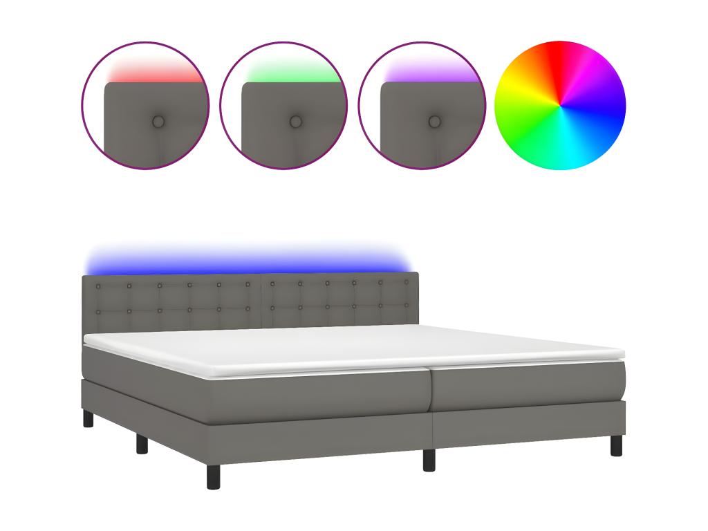 Bohometop bed base with mattress and LED lighting, Grey, 200x200 cm, 32143JXOT