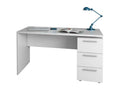 Bohometop Modern Desk Study Table with Chest of Drawers with 2 Drawers and 1 Door 138x60x74 cm White 80342LVDZ