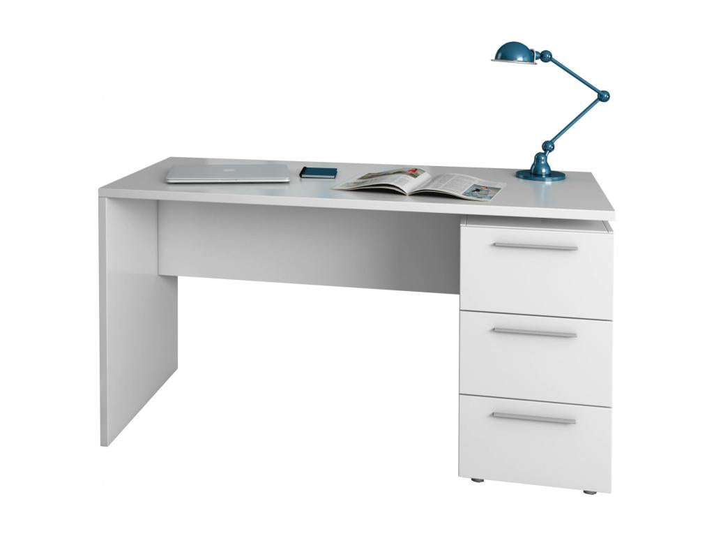 Bohometop Modern Desk Study Table with Chest of Drawers with 2 Drawers and 1 Door 138x60x74 cm White 80342LVDZ