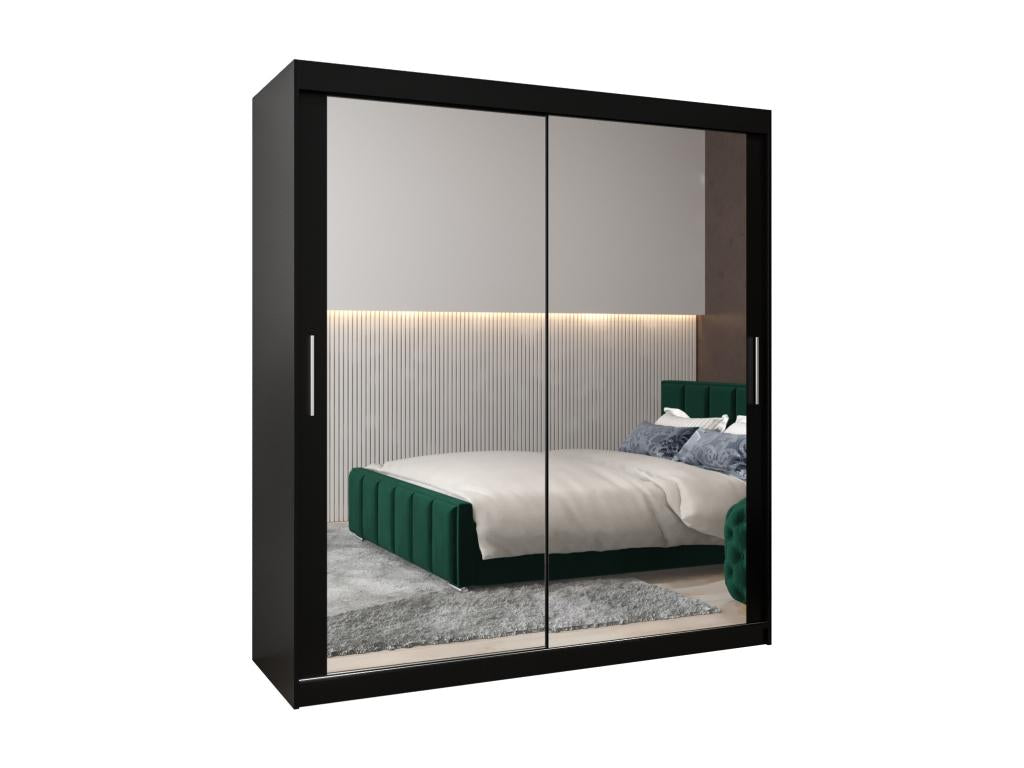 Nidchicshop 3-Door Sliding Wardrobe 200/180/62 2 Doors Black/Black 25035QYXY