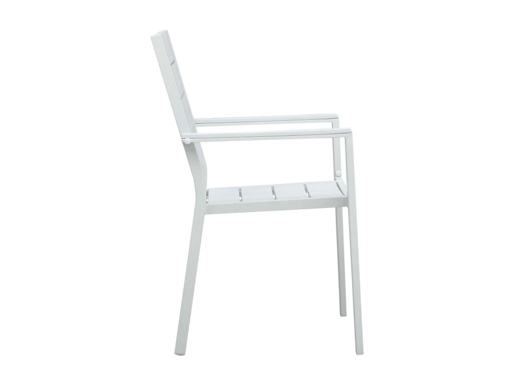 Garden chairs, set of 4, white HDPE, wood look, 81116MSQZ