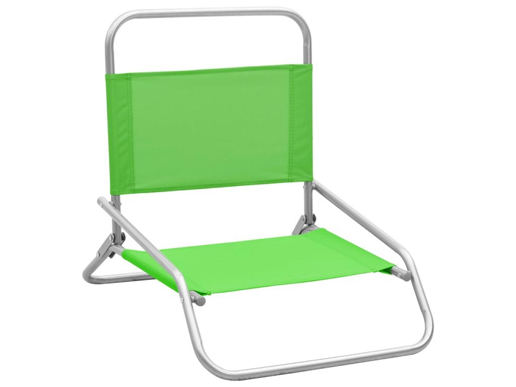 Folding Beach Chairs 2 pcs Green Fabric 37520PPCU