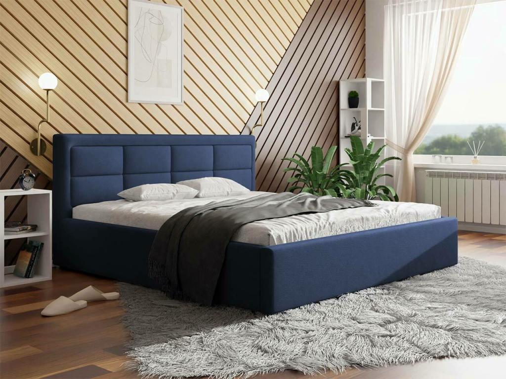 Bohometop 103 Double Blue Bed 160x200 Upholstered Slatted Base to Bohometop 180x223x93cm 12759ARMZ