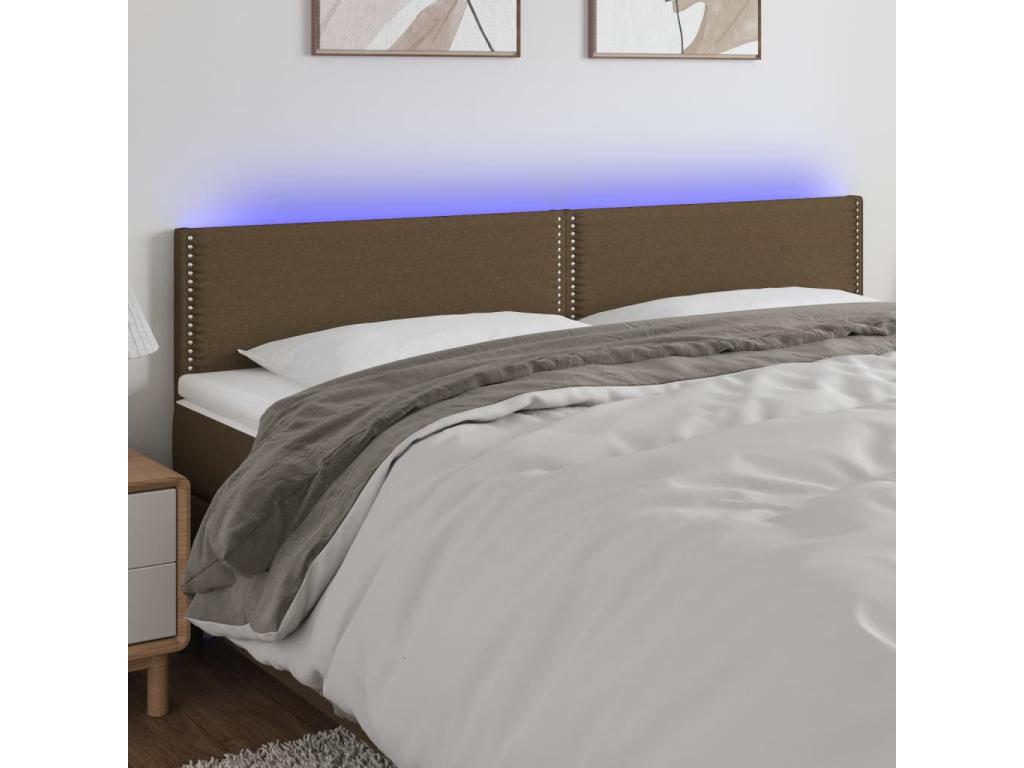 LED Headboard, Dark Brown, 180x5x78/88 cm, Fabric, 22292DLRX