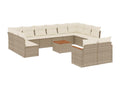 13-piece garden furniture set with cushions, beige woven resin, 39086RGHE