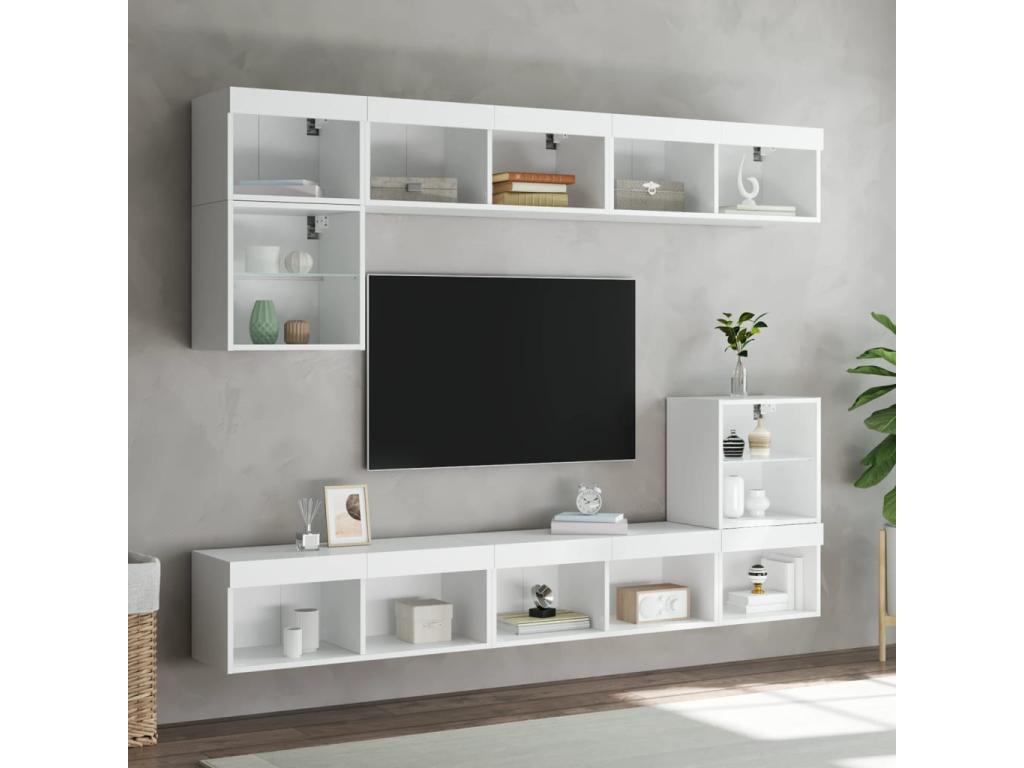 Bohometop TV stand with LED lights, 2 pieces, white, 80x30x30 cm, 74040NUDM