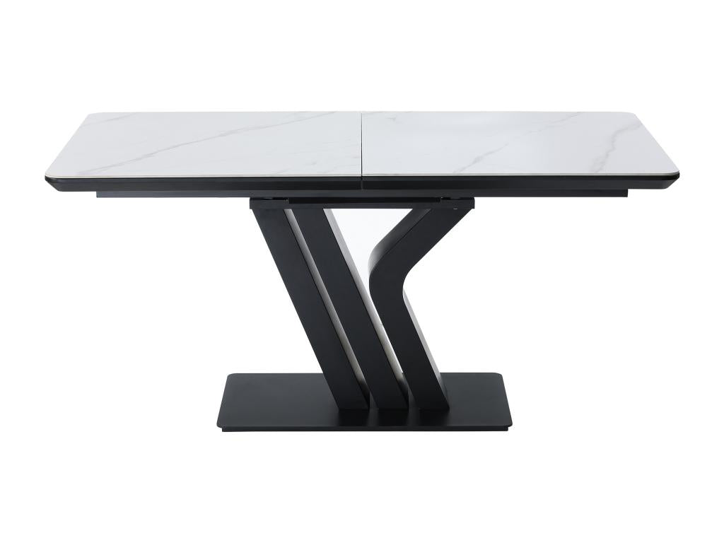 Bohometop Extendable Dining Table for 6 to 8 People in Ceramic and Metal - White and Black Marble Effect - Bohometop 20412HYZN
