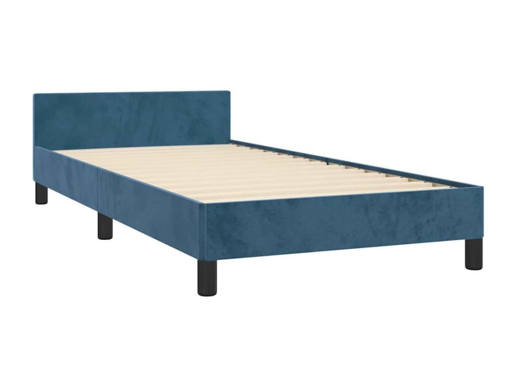 Dark blue velvet bed frame without mattress, 90x200 cm, 67547WIWU