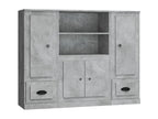3-piece buffet set, concrete grey engineered wood finish, 55853FPXG