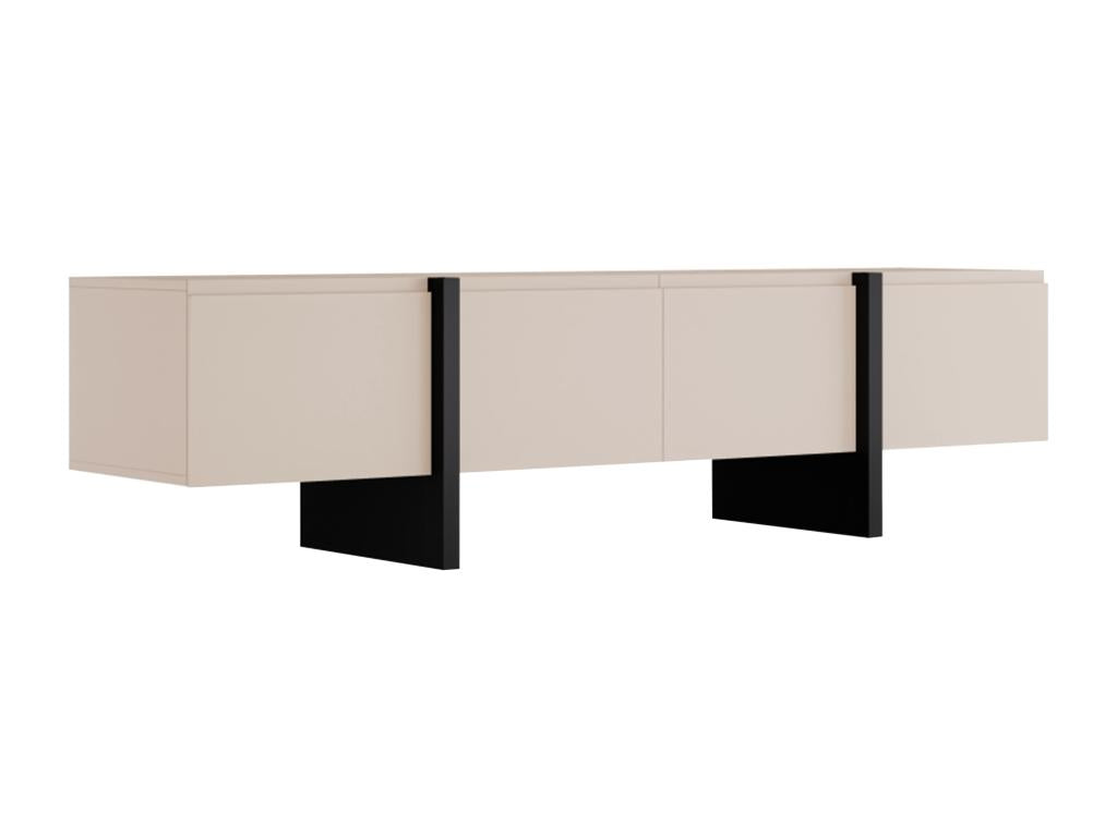 Bohometop TV stand with 4 doors - Beige and Black - Bohometop 43714WKVK