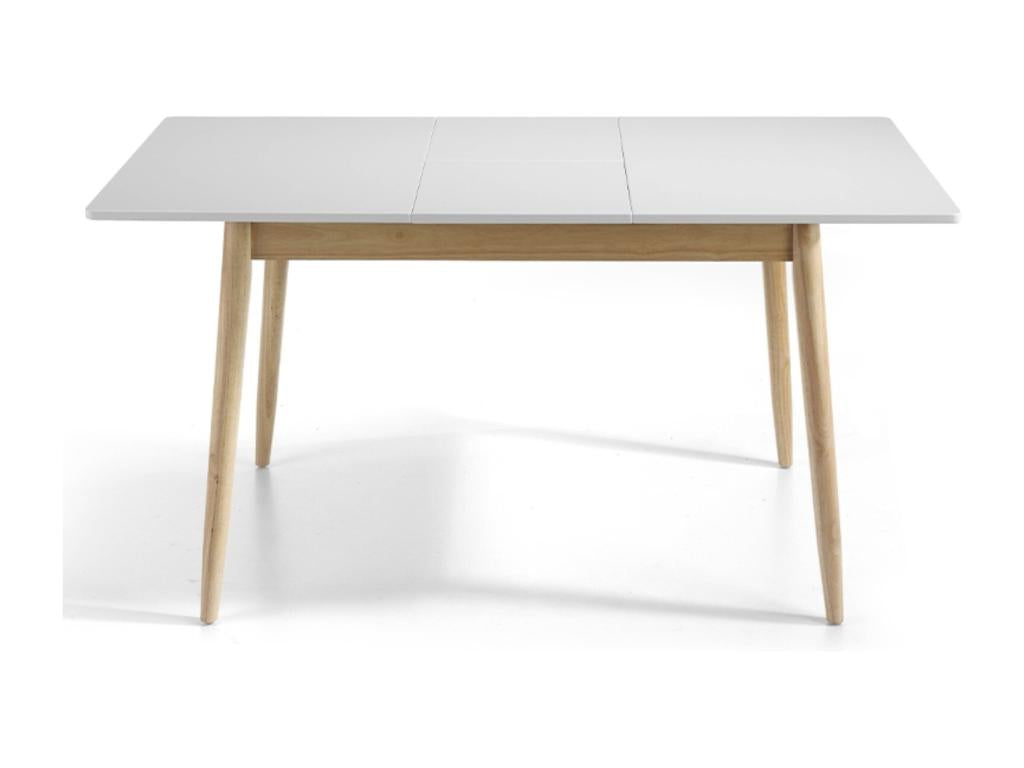 Bohometop extendable dining table, matte white and oak wood, 120 to 160cm, 75710NRHK