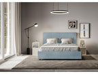 Double bed with upholstered slatted base 140x190 microfiber light blue Bohometop 10439BWYG