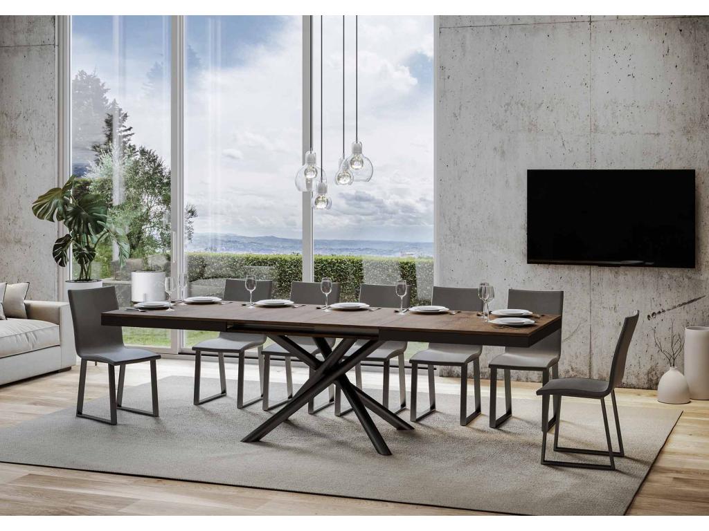 Bohometop Extendable Table 90x180/284 cm Walnut with Anthracite Frame 35959ZQDI