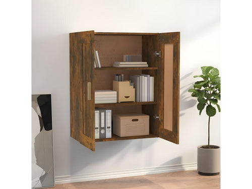 Smoked oak wall cabinet, 69.5x32.5x90 cm, engineered wood
