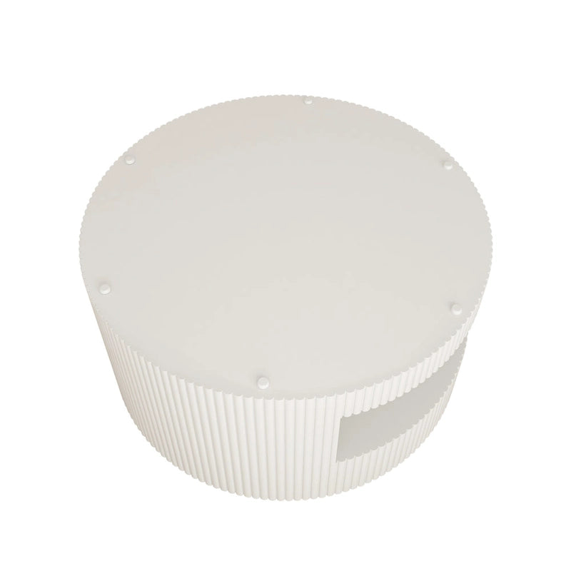 31.5" Round Coffee Table with 2-Tier Storage - Black, Embossed Stripe Design, 110 lb Capacity, Waterproof Surface, No Assembly Required