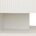 31.5" Round Coffee Table with 2-Tier Storage - Black, Embossed Stripe Design, 110 lb Capacity, Waterproof Surface, No Assembly Required