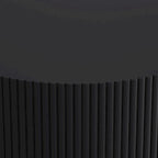 31.5" Round Coffee Table with 2-Tier Storage - Black, Embossed Stripe Design, 110 lb Capacity, Waterproof Surface, No Assembly Required