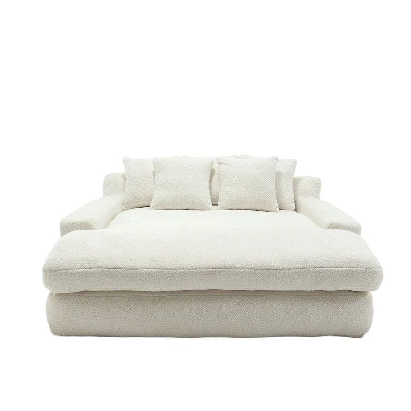 Chenille 2-Seater Lazy Sofa with 5 Back Pillows - 350 lb Capacity, No Assembly, High-Resilience Foam, Modern Relaxation Sofa