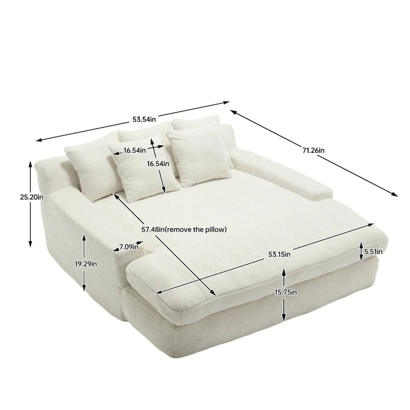 Chenille 2-Seater Lazy Sofa with 5 Back Pillows - 350 lb Capacity, No Assembly, High-Resilience Foam, Modern Relaxation Sofa