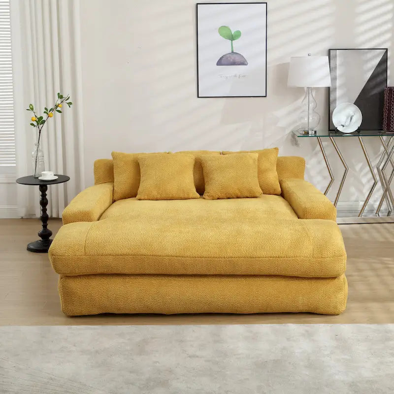 Chenille 2-Seater Lazy Sofa with 5 Back Pillows - 350 lb Capacity, No Assembly, High-Resilience Foam, Modern Relaxation Sofa