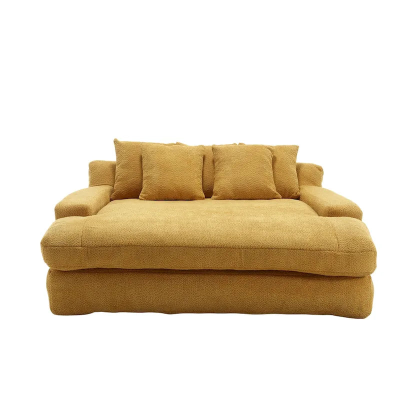 Chenille 2-Seater Lazy Sofa with 5 Back Pillows - 350 lb Capacity, No Assembly, High-Resilience Foam, Modern Relaxation Sofa