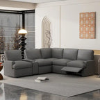 Power Recliner Corner Sofa with Storage & Cup Holders - 93" Wide, Beige Linen, Home Theater Sectional, 220 lbs per Seat Capacity