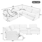 Power Recliner Corner Sofa with Storage & Cup Holders - 93" Wide, Beige Linen, Home Theater Sectional, 220 lbs per Seat Capacity