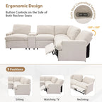 Power Recliner Corner Sofa with Storage & Cup Holders - 93" Wide, Beige Linen, Home Theater Sectional, 220 lbs per Seat Capacity