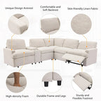 Power Recliner Corner Sofa with Storage & Cup Holders - 93" Wide, Beige Linen, Home Theater Sectional, 220 lbs per Seat Capacity
