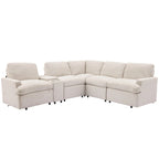 Power Recliner Corner Sofa with Storage & Cup Holders - 93" Wide, Beige Linen, Home Theater Sectional, 220 lbs per Seat Capacity