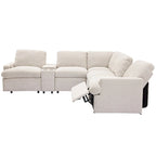 Power Recliner Corner Sofa with Storage & Cup Holders - 93" Wide, Beige Linen, Home Theater Sectional, 220 lbs per Seat Capacity