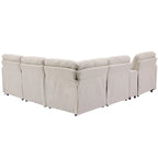 Power Recliner Corner Sofa with Storage & Cup Holders - 93" Wide, Beige Linen, Home Theater Sectional, 220 lbs per Seat Capacity