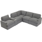 Power Recliner Corner Sofa with Storage & Cup Holders - 93" Wide, Beige Linen, Home Theater Sectional, 220 lbs per Seat Capacity