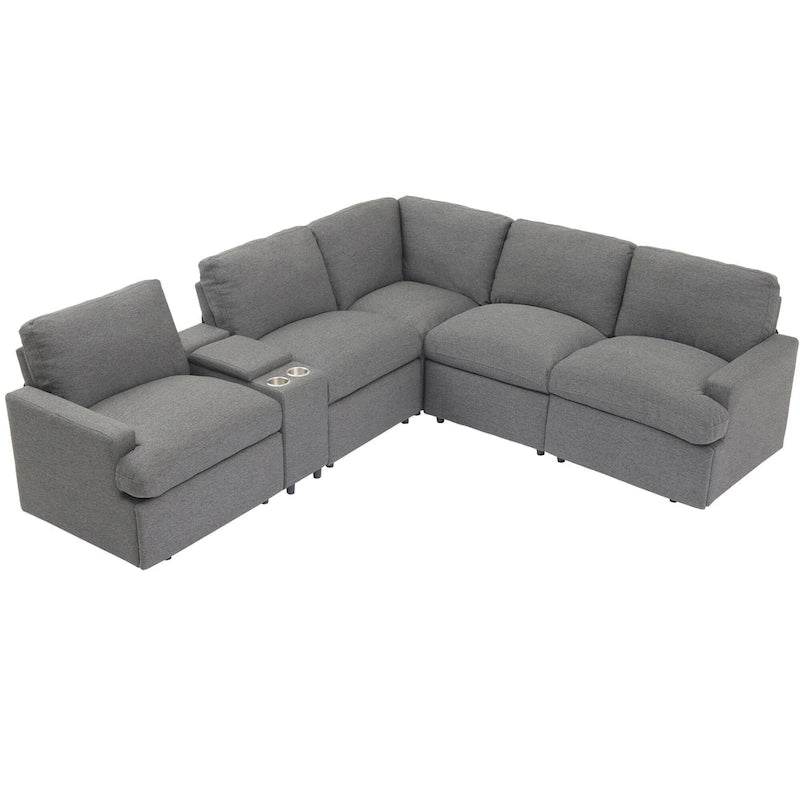 Power Recliner Corner Sofa with Storage & Cup Holders - 93" Wide, Beige Linen, Home Theater Sectional, 220 lbs per Seat Capacity
