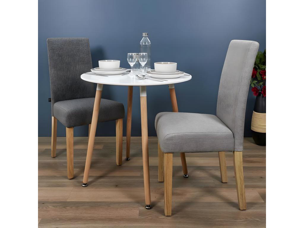 Bohometop - Round White Table with Wood Effect Legs 31940KMCW