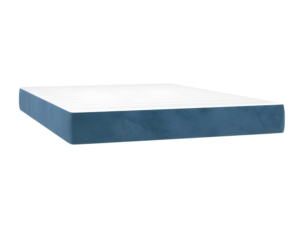 Upholstered bed base and mattress, Dark Blue, 140x190cm, Velvet, 97153XPSE