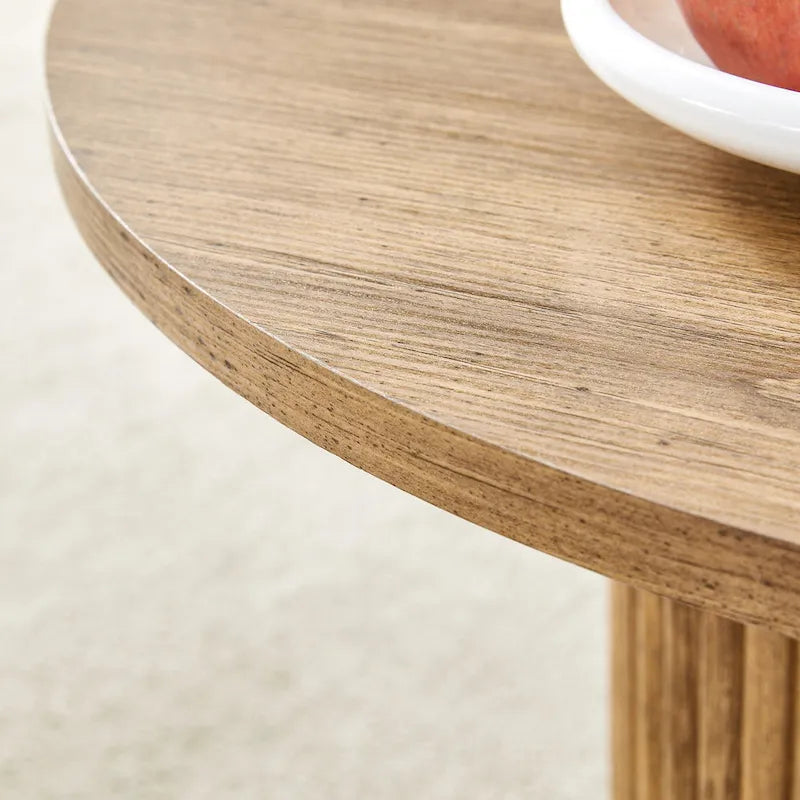 Modern Round Coffee Table with Cylindrical Legs - Velcro Concealed Storage, 27.5" Wooden Top, Living Room Center Table, MDF & Metal