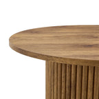 Modern Round Coffee Table with Cylindrical Legs - Velcro Concealed Storage, 27.5" Wooden Top, Living Room Center Table, MDF & Metal