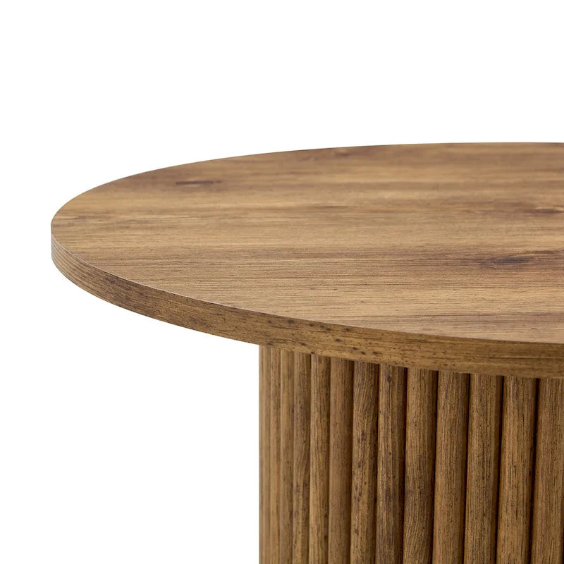 Modern Round Coffee Table with Cylindrical Legs - Velcro Concealed Storage, 27.5" Wooden Top, Living Room Center Table, MDF & Metal